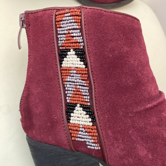 Sbicca Vintage Collection Kolli Beaded Suede Short Boots in Wine - Picture 4 of 8